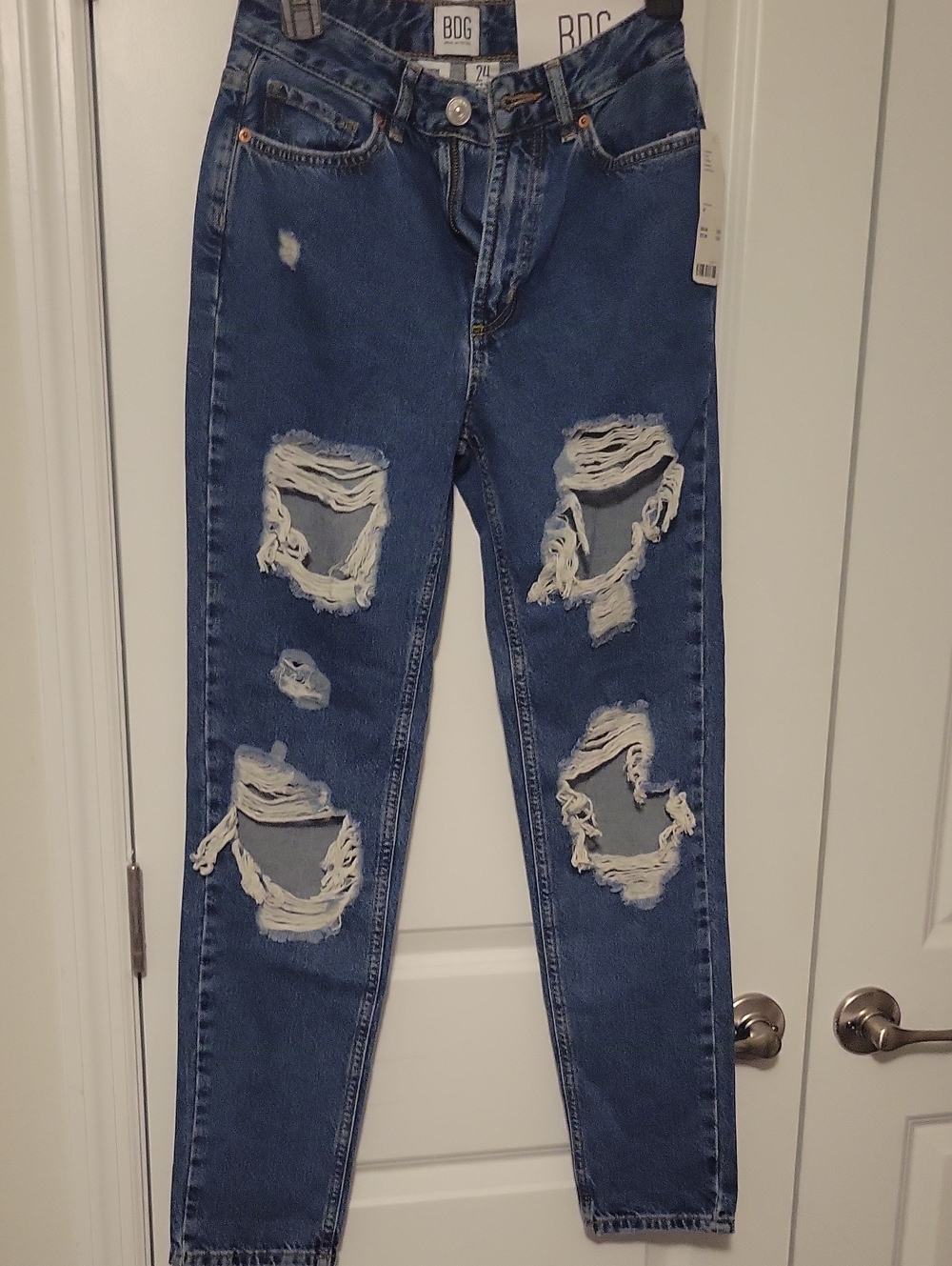 BDG Women's Dark Blue Distressed Skinny Jeans